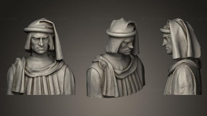 Бюсты и головы античные и исторические (Лоренцо де Медичи, BUSTA_0285) 3D модель для ЧПУ станка